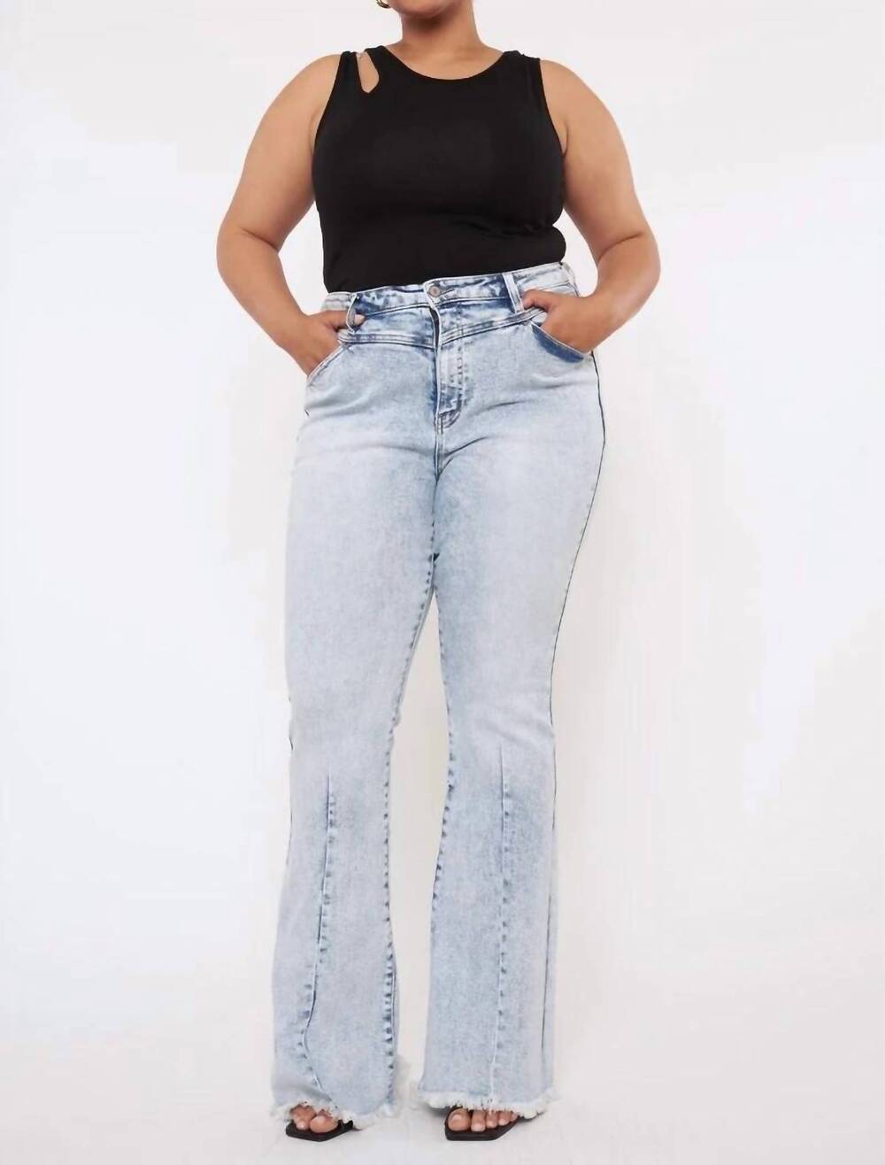 NEW KANCAN high rise flare jeans - plus in light wash